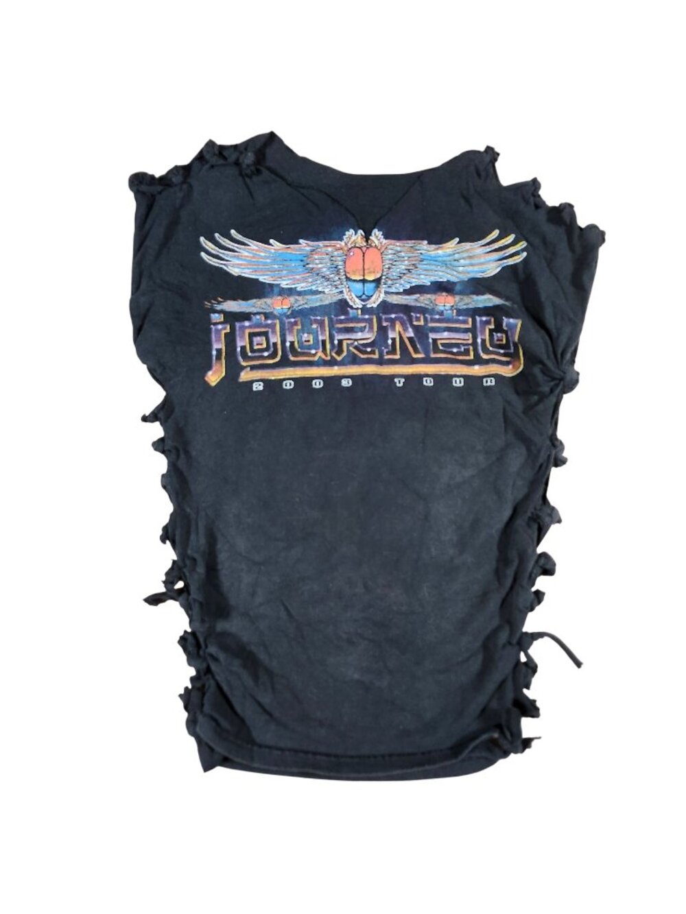 Journey 2003 Tour Custom Modified Knotted Black T-Shirt Styx REO Speed Wagon